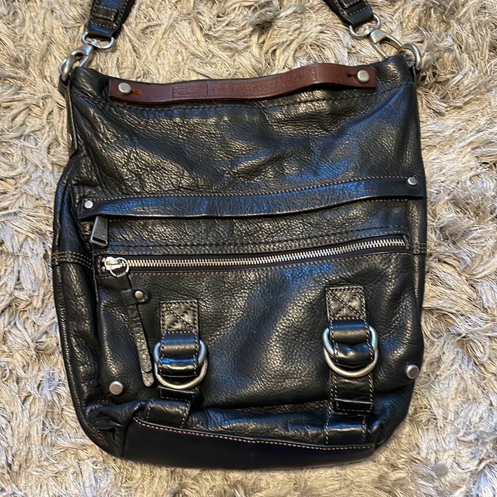 Real leather Black Fossil Bag